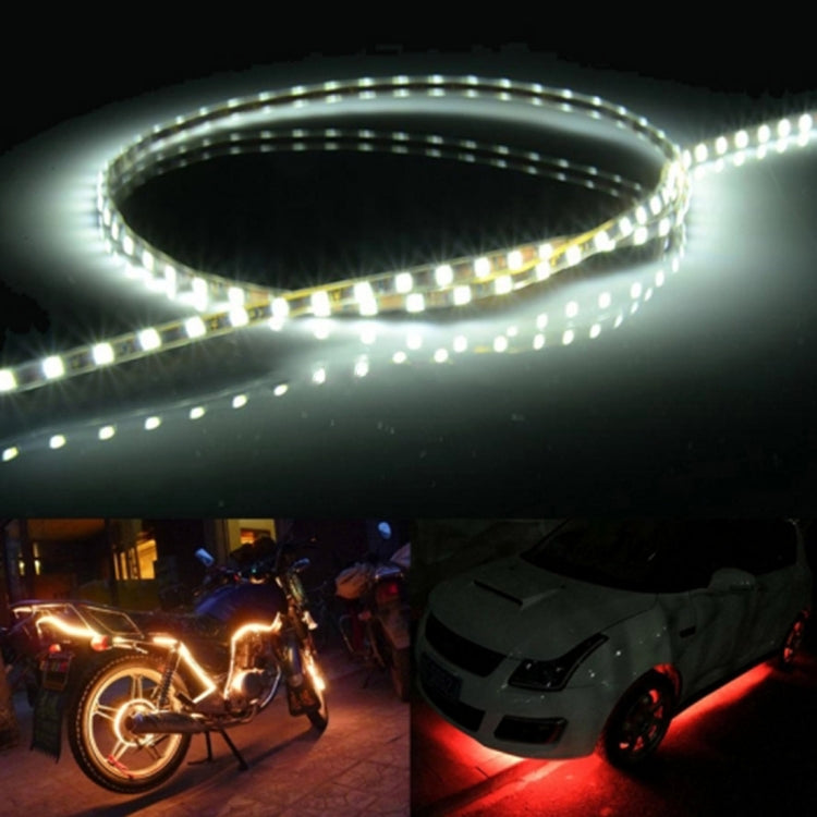 Flexible waterproof 45-LED car strip light, cool white glow, 5. meters total
