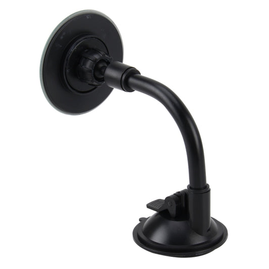 Circular mirror with black suction base and adjustable gooseneck arm