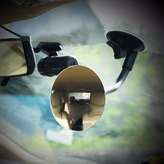 Circular convex blind spot mirror with adjustable suction mount, black