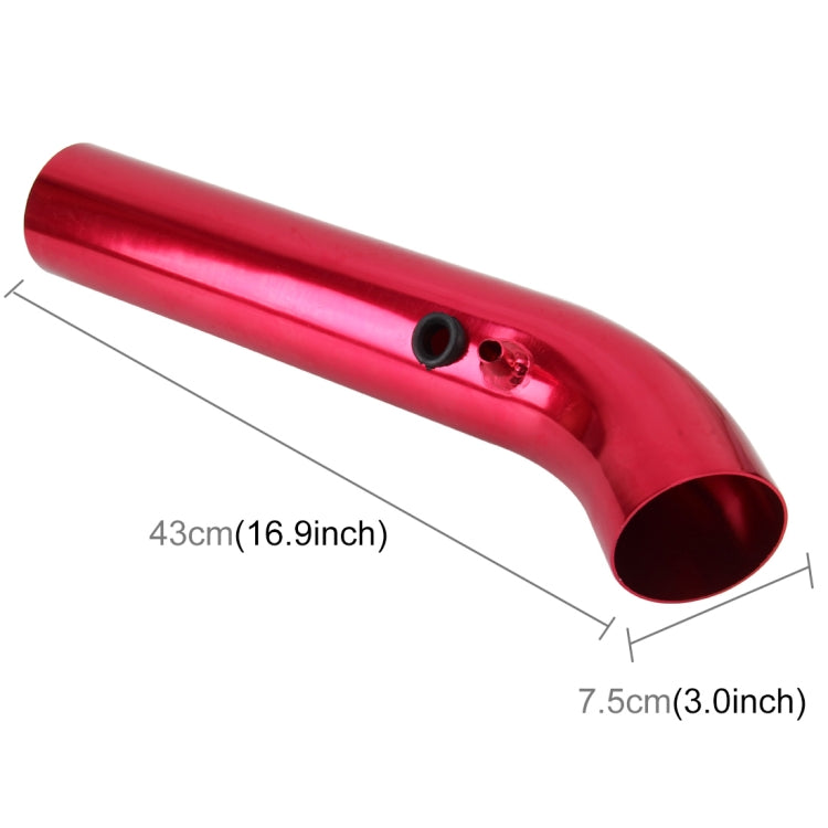 Red short intake pipe with 43cm length and 7.5cm inlet diameter, mounting holes