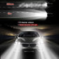 Car front with bright H3 LED headlights illuminated