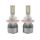 Pair of H13 LED headlight bulbs with vertical COB LED modules and red ring bases