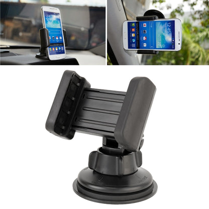 Car suction cup phone holder with adjustable grips, shown holding a smartphone