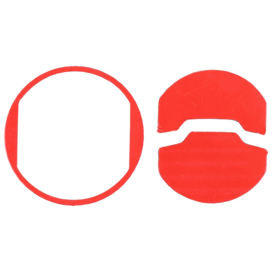 Red adhesive outlines and curved red backing pieces for air vent cover fitting