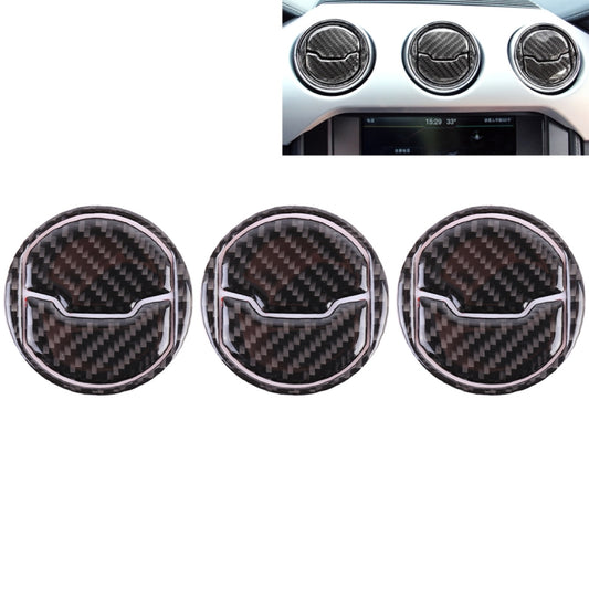 3-pack carbon fiber look circular air vent trim rings with chrome outer edges