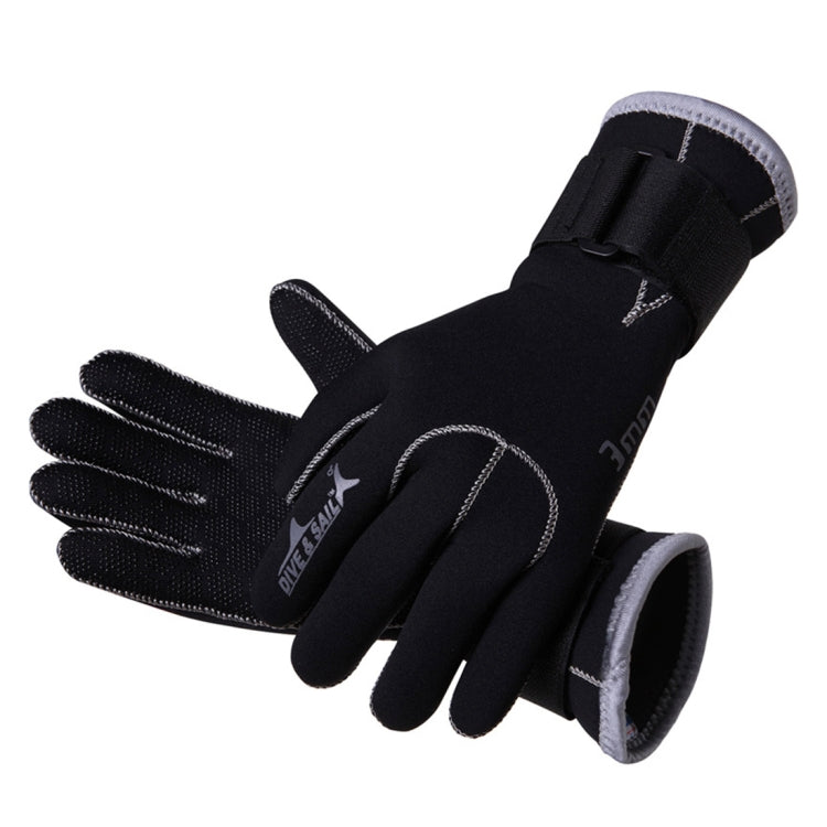 DIVE&SAIL black neoprene diving gloves, padded back and anti-slip textured palm