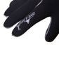 DIVE&SAIL black neoprene diving gloves close-up of stitched logo and textured cuff edge