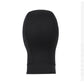 Black neoprene dive hood, back view with stitched construction and cuff hem