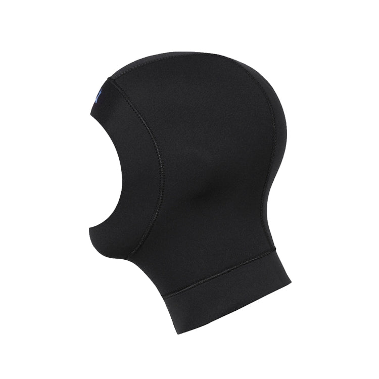 Black neoprene dive hood with side profile and cuff hem