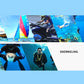 Black neoprene dive hood with DIVE & SAIL logo, shown in multiple views