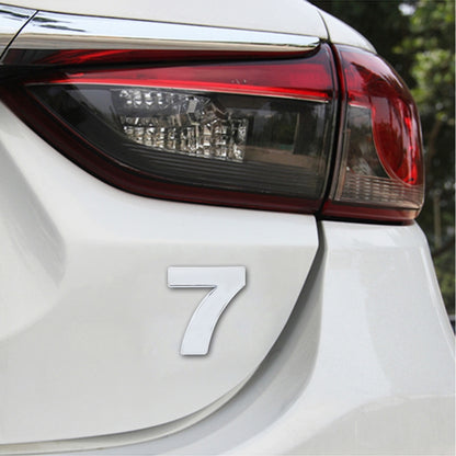 Self-adhesive 3D car number 7 badge emblem, chrome finish decal