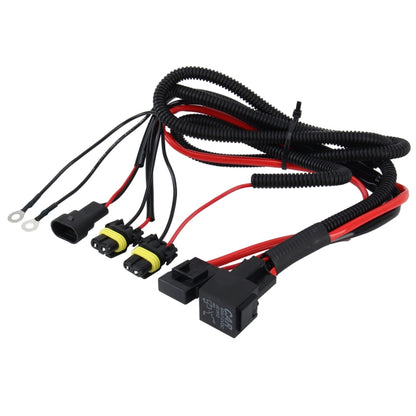 DC 12V HID xenon wiring harness with black/red cable and relay connectors