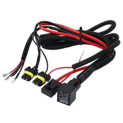 DC 12V relay wiring harness with black and red cables and dual socket connectors
