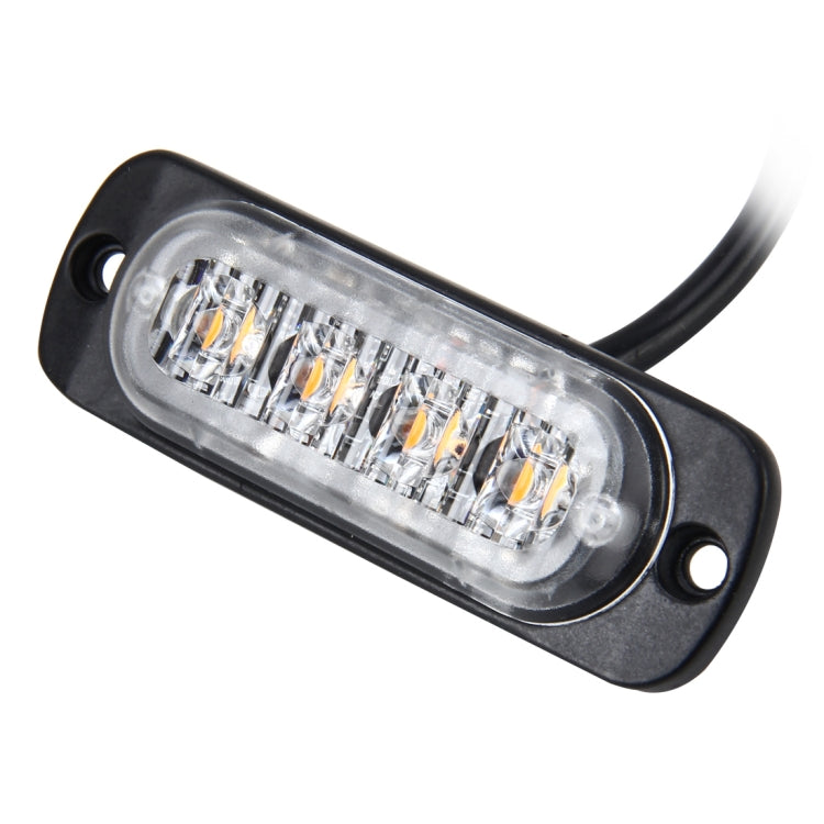 4-LED strobe warning light with clear lens, black housing, and attached power cable