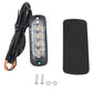 4-LED strobe warning light kit: lamp, cable, black mounting pad, and screws