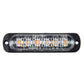 Clear-lens amber LED strobe light bar with 6 visible LED bulbs in black frame