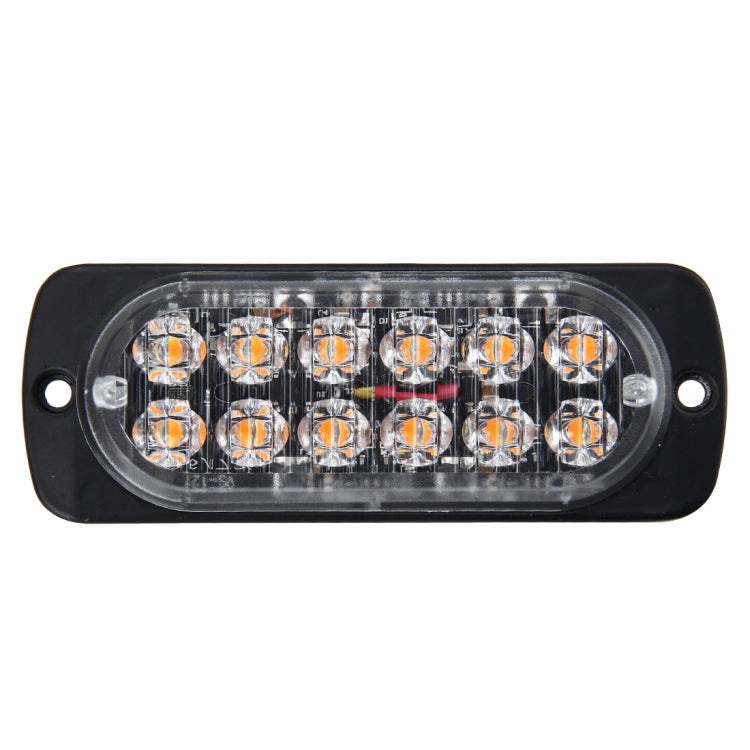 Oval LED strobe light with 12 LEDs in clear lens and black mounting base