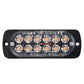 LED strobe warning light face with clear lens and 12 visible LED bulbs in oval frame