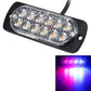 LED strobe warning light bar with 12 LEDs in clear lens, black base; purple/blue flash