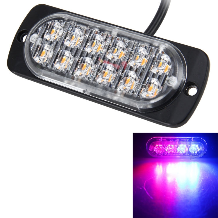 LED strobe warning light showing magenta and white illumination through clear oval lens