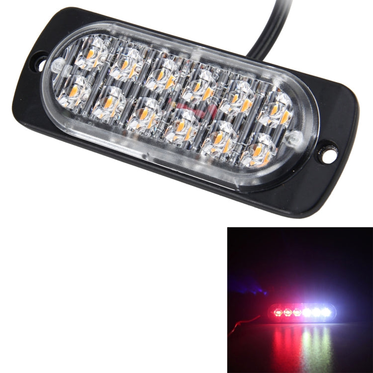LED strobe warning light showing red and white illumination through clear oval lens