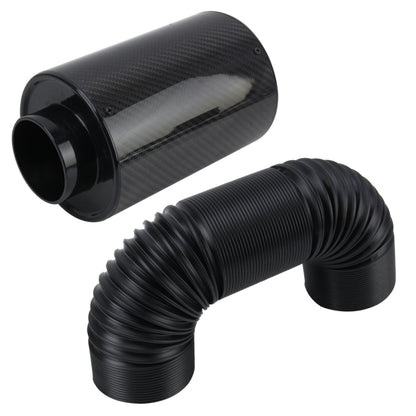 Carbon-fiber style cold air intake pipe with black rubber coupler