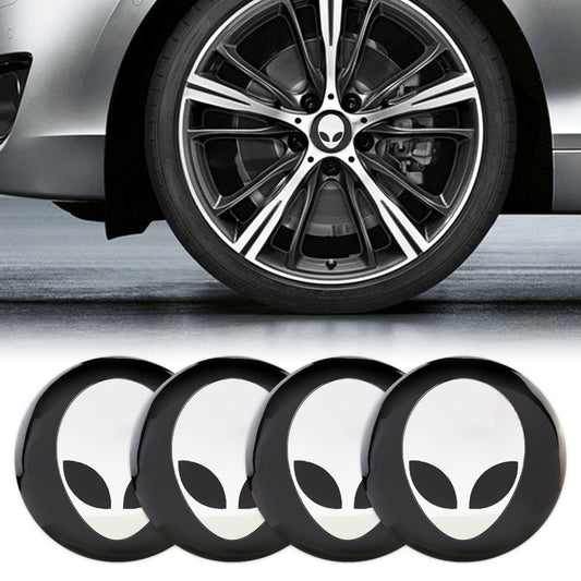 4 PCS Car-Styling Alien Pattern Metal Wheel Hub Decorative Sticker, Diameter: 5.8cm, Alien Pattern
