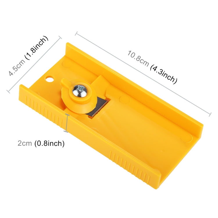 Yellow vinyl film cutting tool base with blade insert and mounting screw