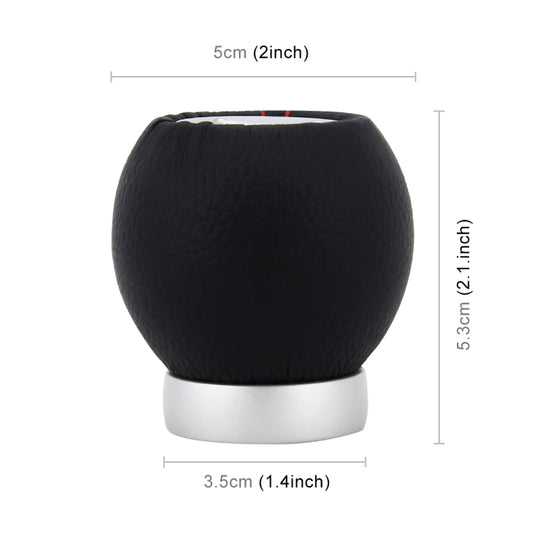 Universal Car Ball Shape Gear Shifter Lever Manual Automatic Black Leather Shift Knob Adapter, No Gear Ssign