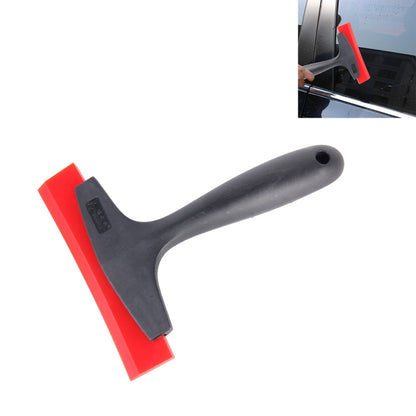 Black handle car film scraper with red squeegee blade, short handle design