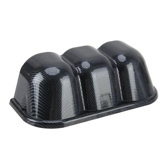 Triple gauge pod mount with carbon-fiber texture, three domed cup housings