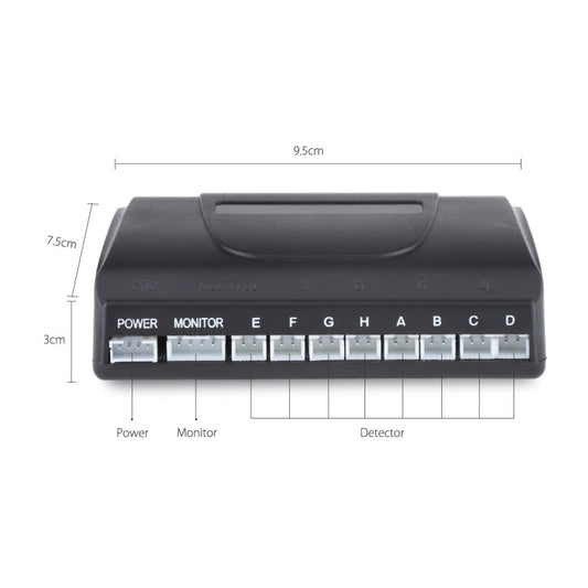 PZ-300-8 Car Parking Reversing Buzzer LED Monitor Parking Alarm Assistance System with 4*7m Front Sensors and 4*2.5m Rear Sensors, with 4 Front Sensors and 4 Rear Sensors