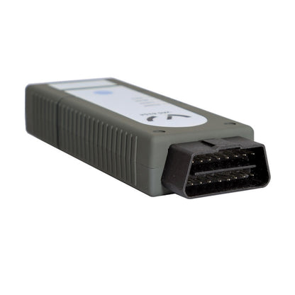 Gray OBD diagnostic adapter with multi-pin connector on one end