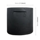 Black round fabric planting grow bag, stitched carry handle tabs, about 25 cm tall