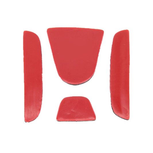 Set of three red steering wheel trim sticker pieces with curved center cutout