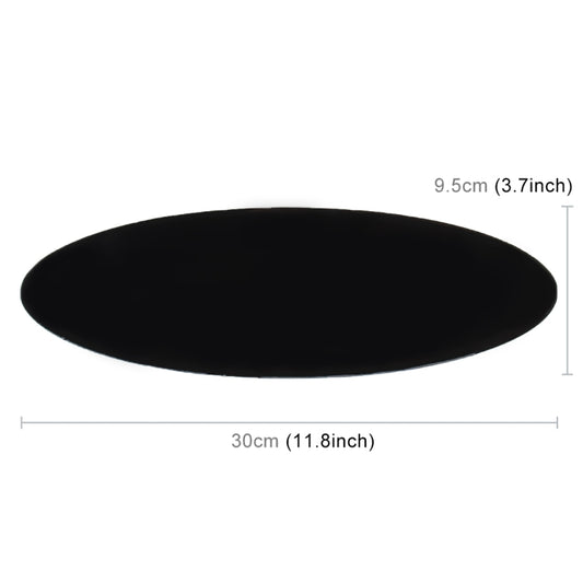Black oval anti-slip rubber mat, 30cm by 9.5cm, with textured grip surface