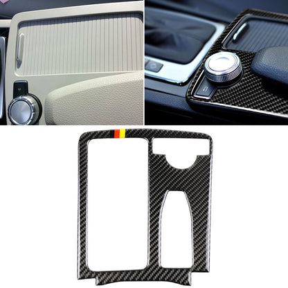 Carbon fiber gear panel trim sticker with German flag stripe, right-drive interior