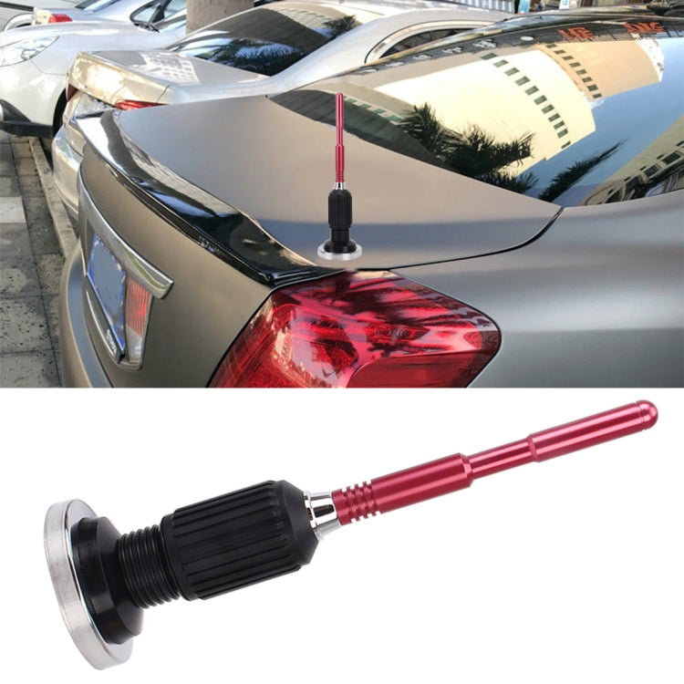 Universal car magnetic roof antenna mount with red telescoping aerial rod and black base