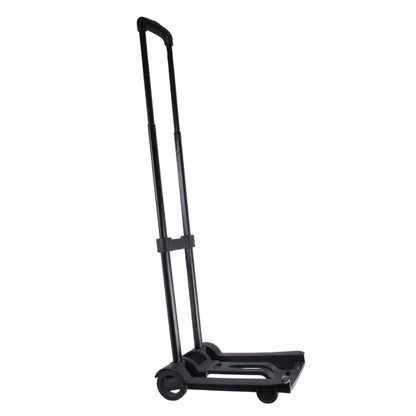 Black folding luggage cart with extendable handle and two caster wheels
