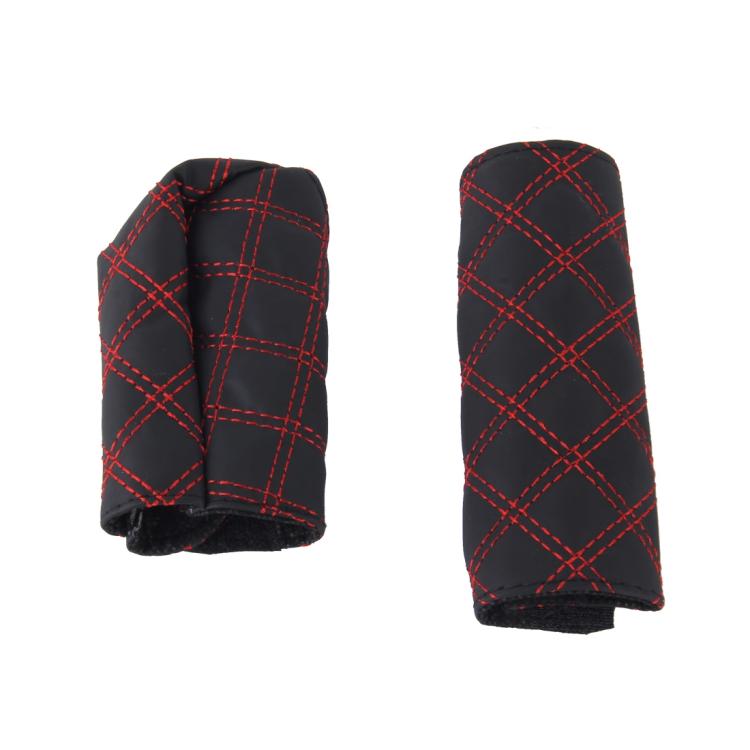 Set of two shift/handbrake covers, black with red plaid pattern
