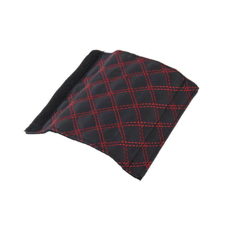 Red plaid cover insert with black backing, quilted grid stitching