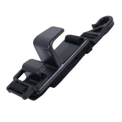 Adjustable car headrest hook with black strap and hanging clip, SD-2512