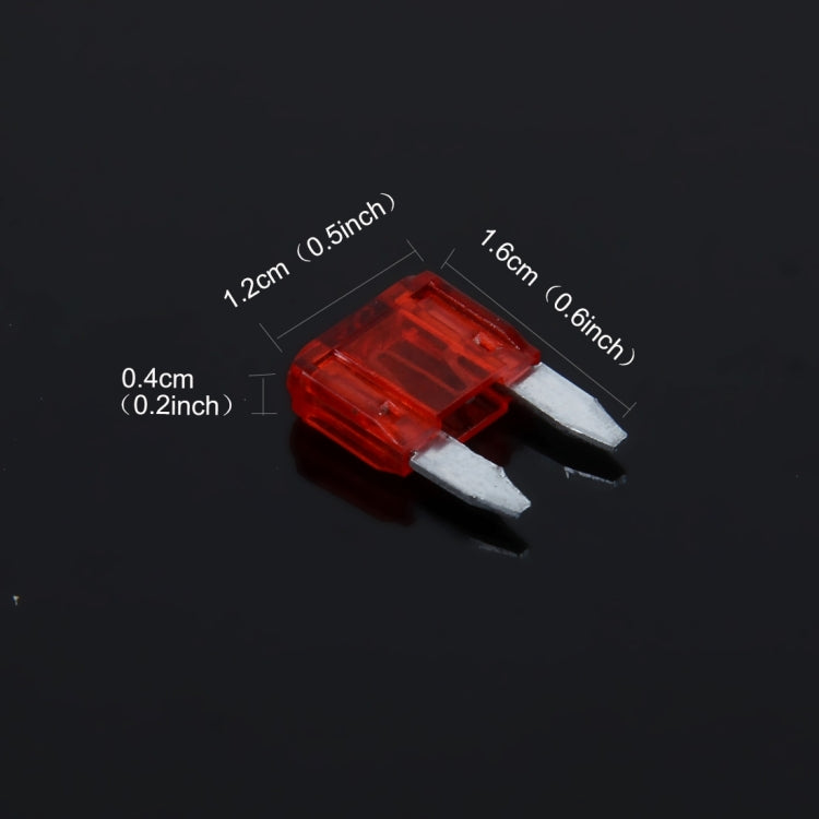 Medium blade fuse, red transparent body with two metal prongs