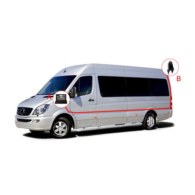 Reversing camera installed on rear of van, showing camera position area