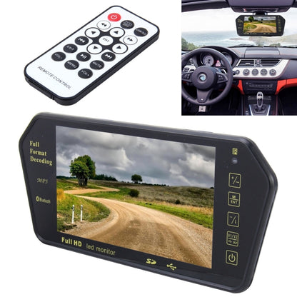 Car rear-view TFT-LCD monitor with remote control, showing an outdoor road display
