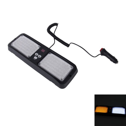 Car LED strobe warning light bar with yellow and white panels and power plug cable