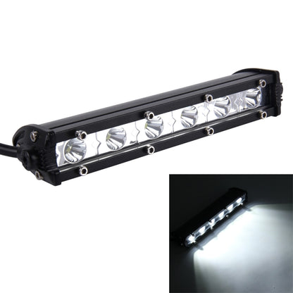 Black LED light bar with six CREE-style spot LEDs and clear lens, vehicle work light