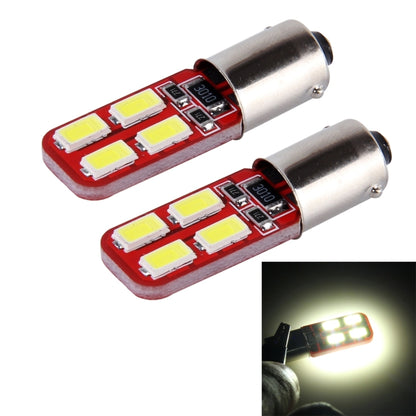 Set of two BA9S LED car clearance bulbs with red PCB and six white SMD LEDs