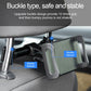 Black car seatback tablet holder with adjustable clip grips
