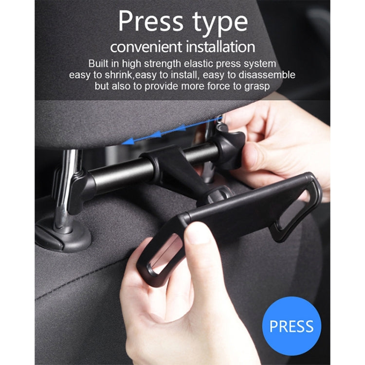 Black car seatback tablet phone holder press-install clamp for car seats